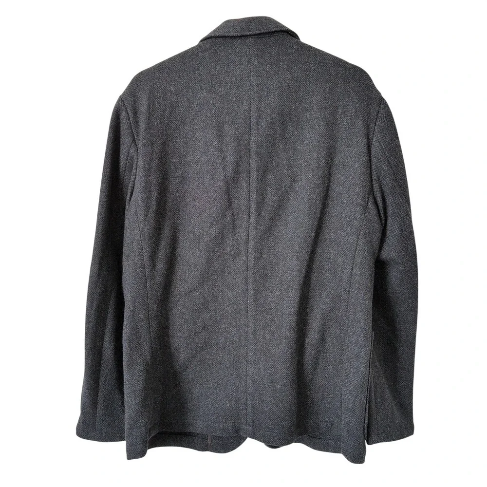 J Crew Men's Worsted Wool Blazer Jacket Navy Blue Knit Size L Two Button Pockets